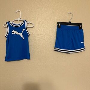 Puma kids active boys’ set 2 piece blue White size 2t